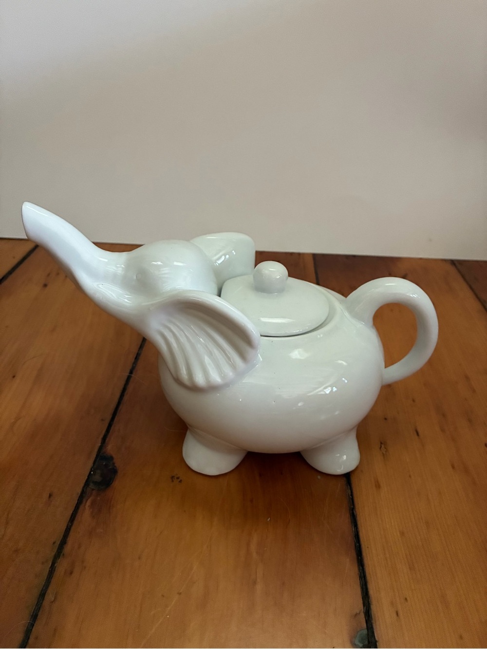 Vintage White Porcelain Elephant Teapot